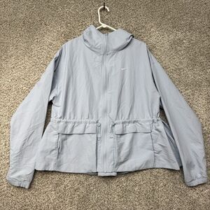 Nike Everything Woven Jacket Women Medium Oversized Hooded Blue FN3669-440 Nylon